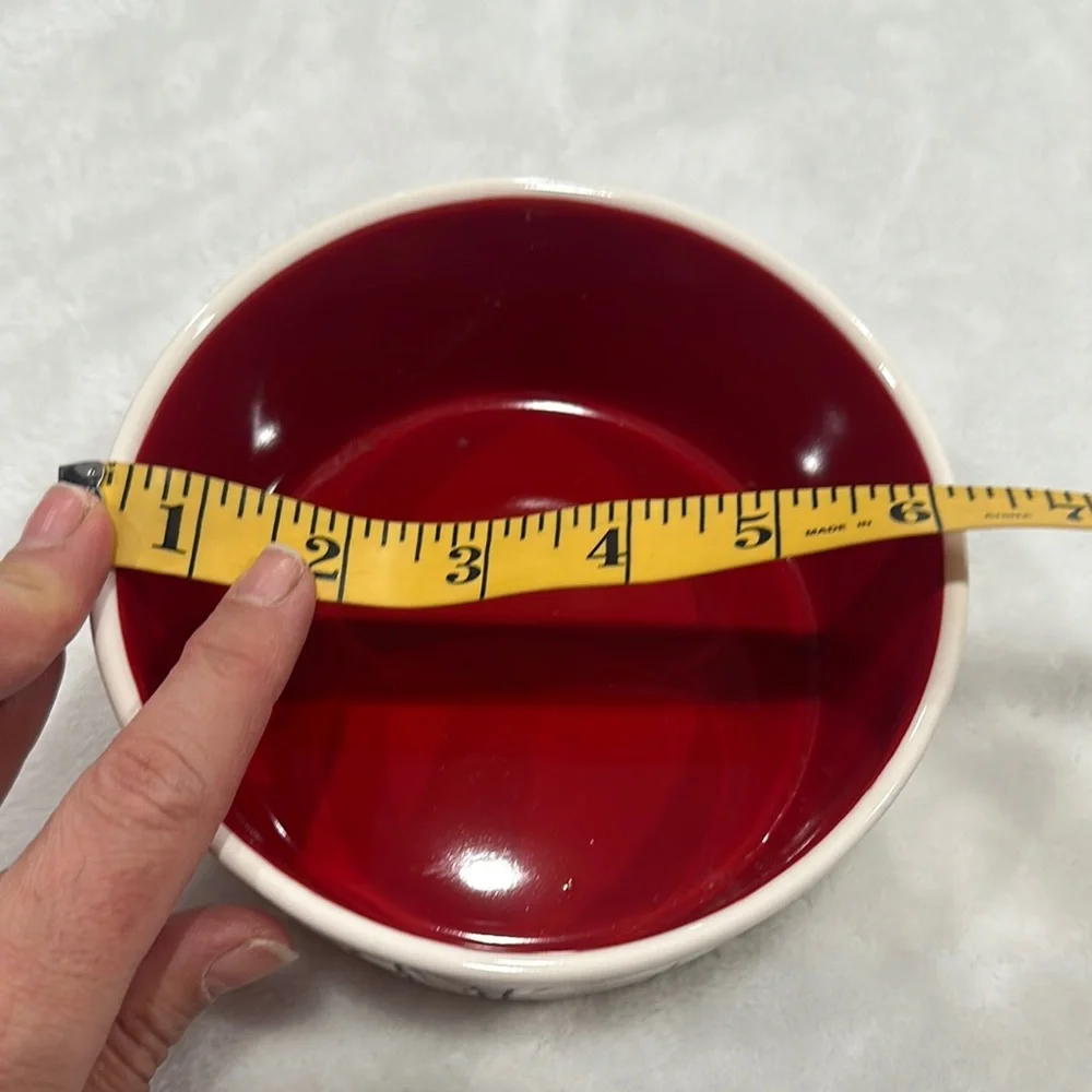 Rae Dunn Artisan Collection “Drink Up” red ceramic pet bowl 6” - Picture 5 of 7